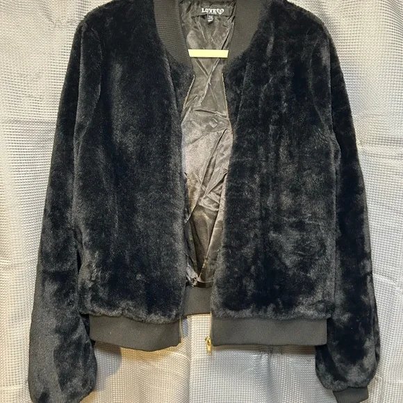 Faux Fur Black Teddy Bomber Jacket - Picture 2 of 5